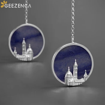 

925 Sterling Silver Earrings Enchase European Castle Aventurine Moonstone Earring Fine Jewelry for Women Original Design