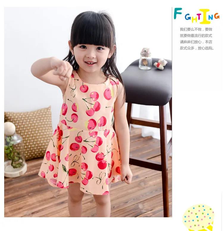 

Dots A- line Skirt Sub-Pure Cotton Cloth Princess Dress Child 3 ~ 8-Year-Old Girls Dress