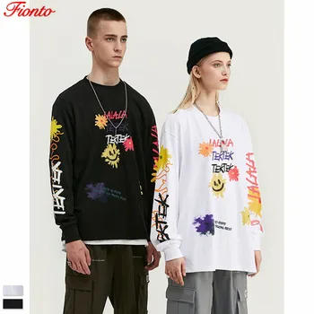 

Fashion Printing T-Shirt 2019 Autumn Winter Women Clothes New Harajuku Personality Graffiti Street T-Shirt Long Sleeve ZF11178