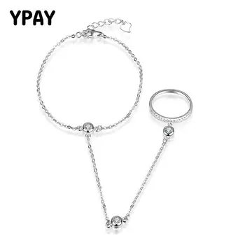 

YPAY Real 925 Sterling Silver Bracelets Bangles For Women Girls Zircon Bracelet Sets Ladies Hand Fine Jewelry Party Gift YMB011