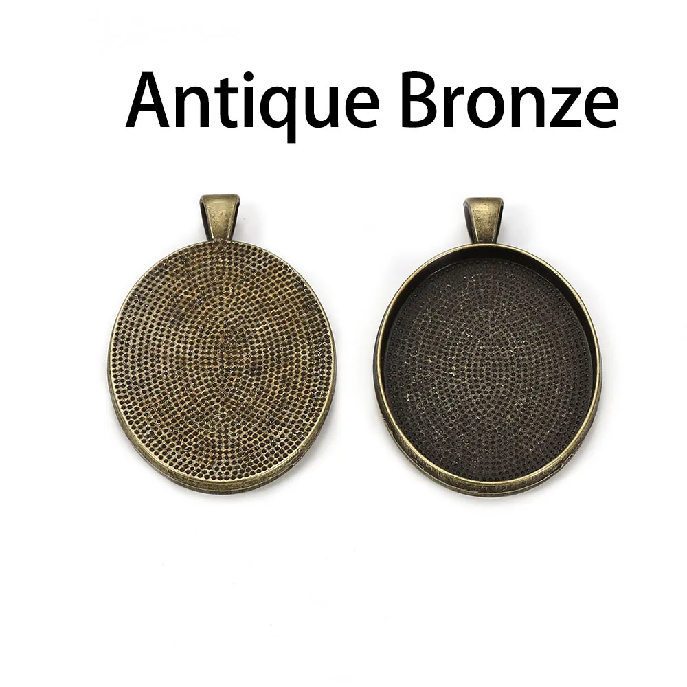 Antique Bronze 10 шт./лот Внутренний размер 30*40 мм кулон из золота и серебра Пустые Настройки кабошон базовая Камея для DIY ювелирных изделий Аксессуары - Цвет: Antique Bronze