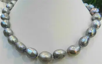 

Long 18" 10-11mm SILVER GRAY REAL BAROQUE CULTURED PEARL NECKLACE