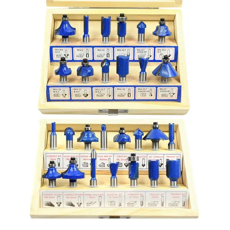 

15Pcs/Set Wood Woodworking Milling Cutter Machines Router Bit for Wood Cutters Carbide Shank Mill Milling Wood Cutter Tools Set