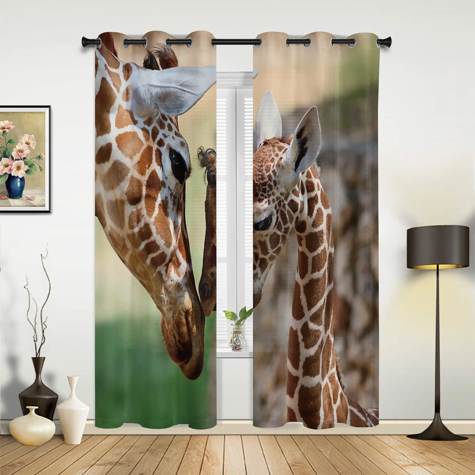Tende semi-oscuranti per coccole di giraffa per tende da soggiorno per tende  da camera da letto tessuti per tende tende sospese finite - AliExpress