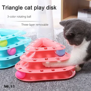 

Cats Three-tier Turntable Pet Intellectual Track Tower Funny Cat Toys New Cat Toy Play Disk Rotating Plate Training Amusement