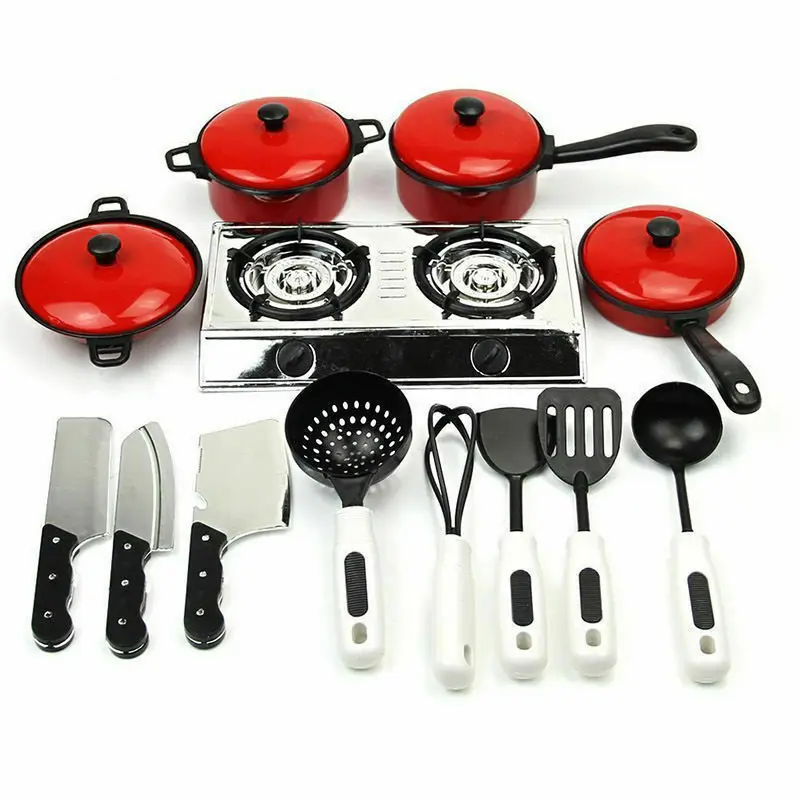 

13pcs Kid Play House Kitchen Toys Set Utensils Cooking Pots Pans Food Dishes Cookware Toddler Girls Baby Gift