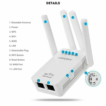 

Wireless AC1200 WiFi Repeater 300M 4 Antenna WIFI Signal Amplifier Wireless Repeater Router 2020 New
