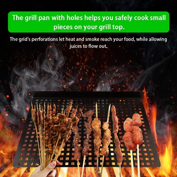 

New Non-stick Metal Grill Pan with Holes for Outdoor Grill Topper Barbecue Pan BBQ Accessories Grill Accessories