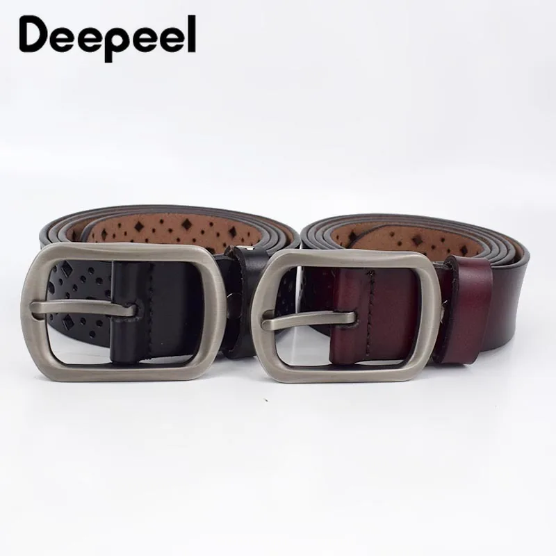 Deepeel 3,5 см Высококачественный женский модный дизайнерский ремень из натуральной кожи ретро второй слой воловьей кожи Аксессуары для джинсов