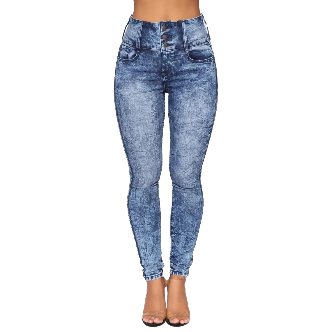 Denim Blue Осень, обтягивающие джинсы для женщин, высокая талия, Стрейчевые леггинсы, деним, облегающие, деним, узкие брюки, пуш-ап, джинсы для женщин, D30 - Цвет: Denim Blue