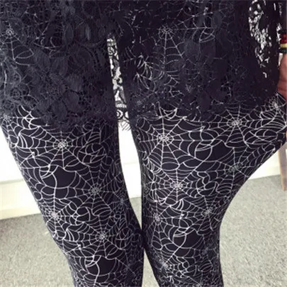 Spider Web YGYEEG леггинсы, сексуальные брюки, женские леггинсы, Модные Полосатые Леггинсы с принтом, сексуальные тонкие леггинсы, высокая талия, Стрейчевые брюки - Цвет: Spider Web