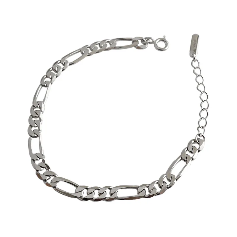 Толстый Браслет-цепочка из серебра 925 пробы, ювелирное изделие из нескольких элементов, золотая цепочка в западном стиле, Модный женский браслет