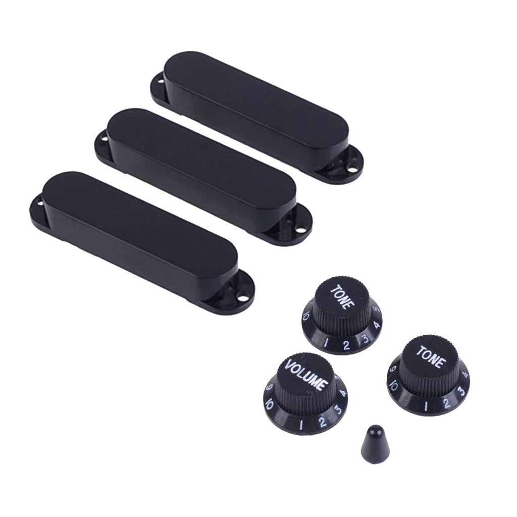 1 Set Plastic Closed Single Coil Pickup Cover with Crontrol Knob Switch Tip for Electric Guitar Parts