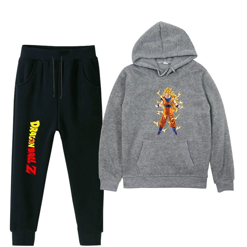 Dragon Ball Z осень-зима для маленьких детей Одежда для маленьких мальчиков и девочек состоящие из кофты с капюшоном и штанов, 2 шт./компл. Одежда для новорожденных детей Повседневное спортивные костюмы - Цвет: 15