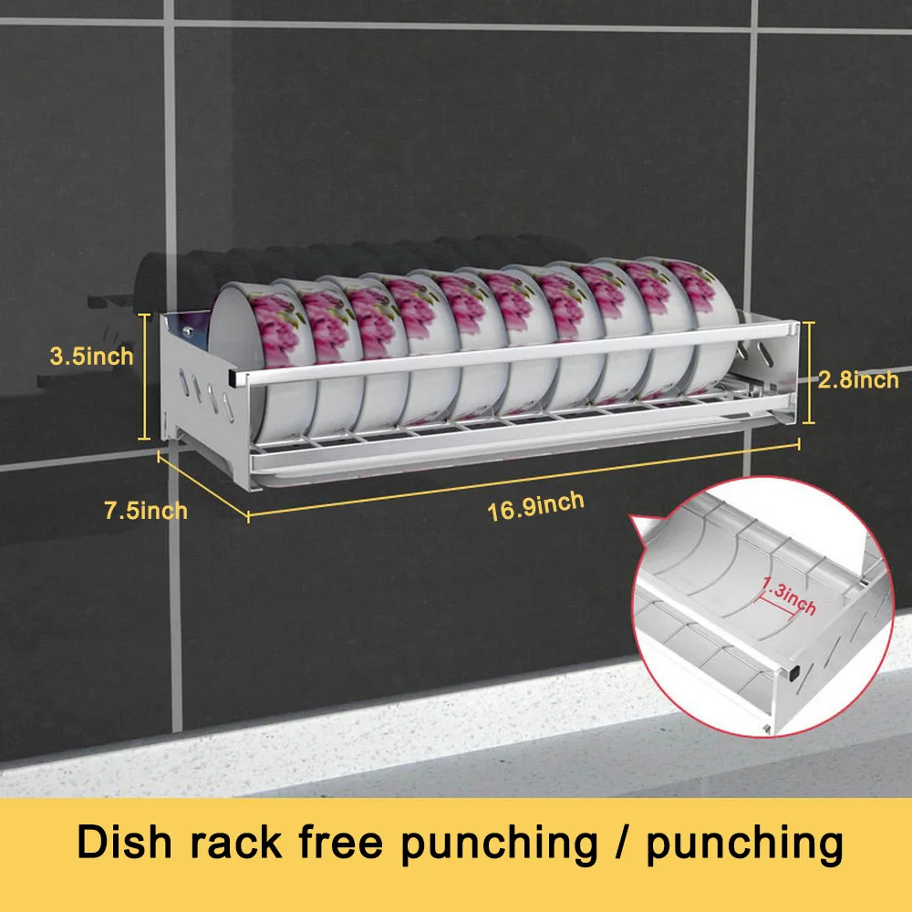 Kitchen Storage Holder Stainless Steel Punch-free Kitchen Rack Muti-function Free and Flexible Household Kitchen Gadgets