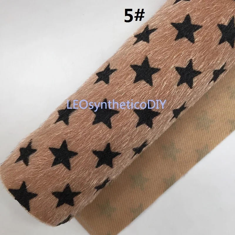 1PC 21X29CM Stars Printed on Faux Fur For Making Bows LEOsyntheticoDIY T352