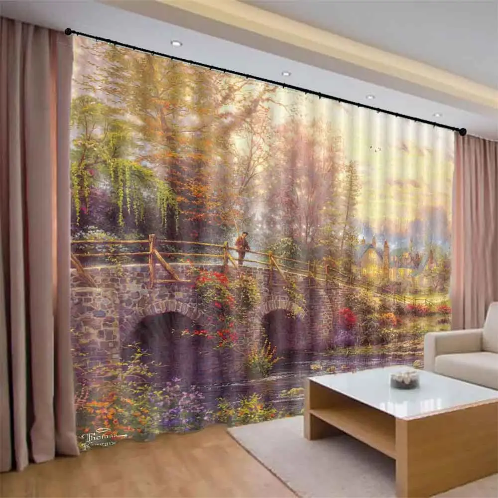 Cortinas Европейский архитектурный пейзаж простой занавес дизайн для гостиной спальни современный 3D затемнение окна Cortina