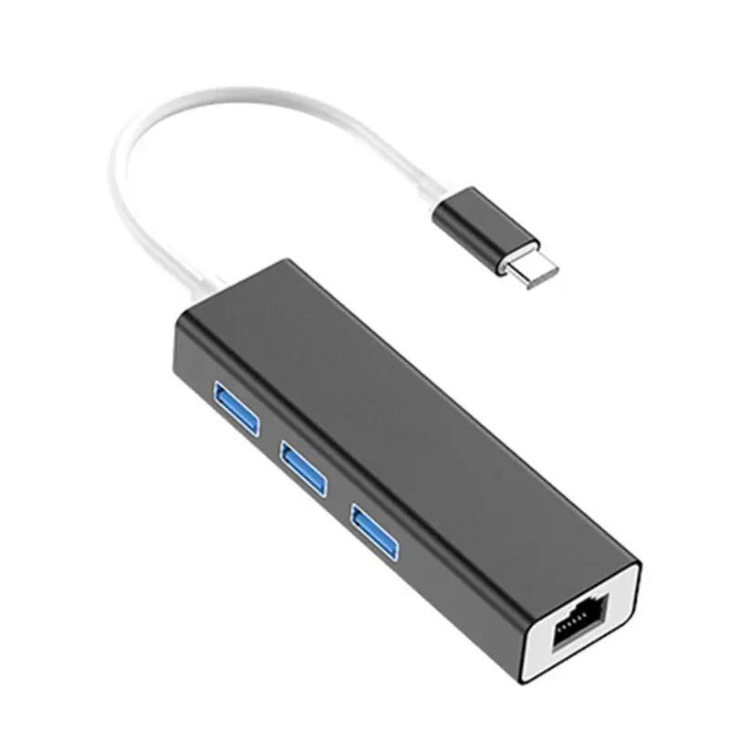 Black Тип C к USB 3,0 концентратор RJ45 Ethernet Lan Сетевой адаптер для MacBook Pro ноутбуков D08A - Цвет: Black