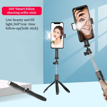 

New 360 Rotation Foldable Tripod Monopod Selfie Stick Bluetooth With Wireless Button Shutter Selfie Stick For IOS/Android/Xiaomi