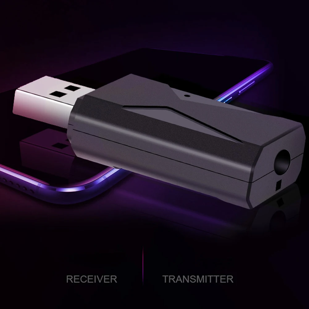 2 в 1 практичный Bluetooth 5,0 стерео USB легко наносится аудио передатчик приемник с микрофоном беспроводной адаптер прочный вызов