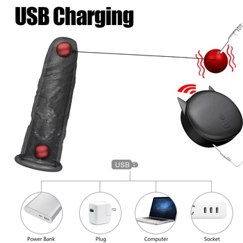 Male Penis Vibrating Ring Penis Dick Sleeve Delay Ejaculation Enlargement Condoms Dual Penetration Dildo Vibrator Adults Sex Toy 6