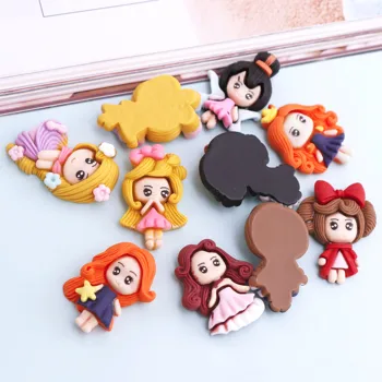 

10pcs Cute Cartoon Girl Flat Back Resin Cabochon Scrapbook for Decoration Crafts Applique DIY Hair Bows Accessories