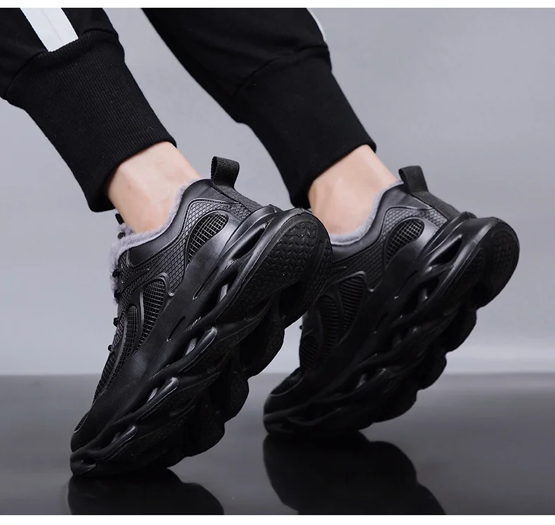 Men Sneakers Fashion Warm Winter Shoes For Men Leather Casual Shoes Male Black Outdoor Walking Footwear Flats Man Big Size 39-48