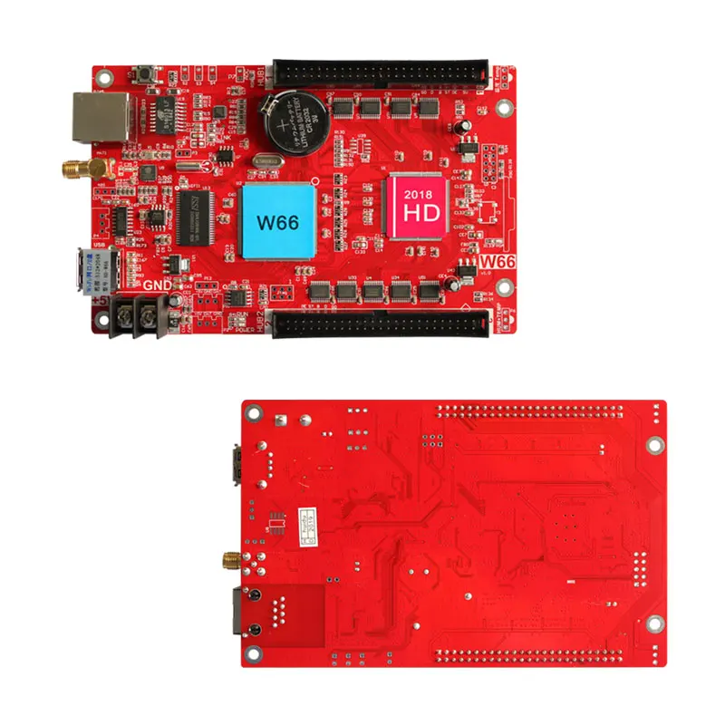 Huidu HD-W66 2*50 Pin 2048*512 wifi USB Одноцветный двухцветный семицветный контроллер резервного заряда с led-дисплеем Замена HD-E66 и HD-E65