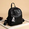 Women's Backpack Lady Simple Elegant Black Genuine Leather Knapsack Colleague Student Girls Schoolbag Travel Packsack 2