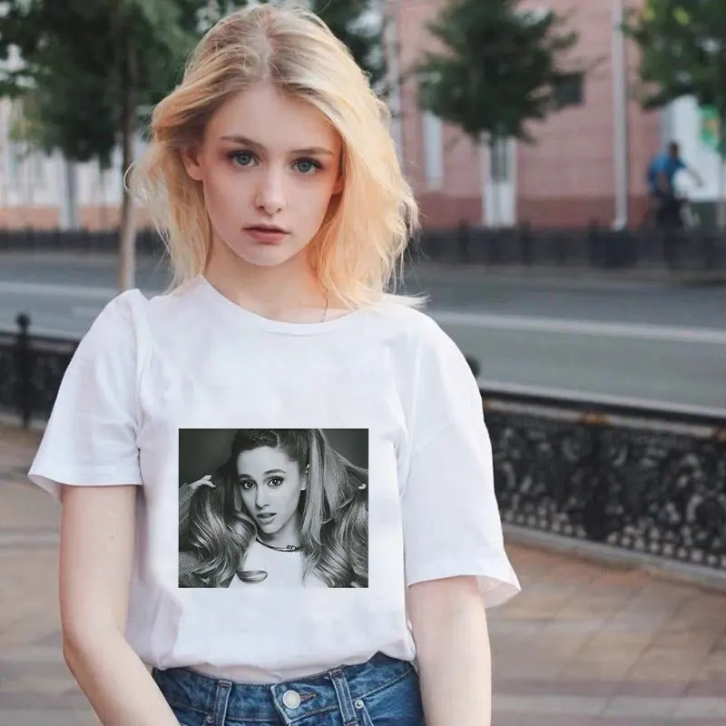 Poleras Mujer De Moda летняя футболка женская Ариана Гранде принт Vogue Harajuku футболка плюс размер Готическая Футболка Camiseta Mujer