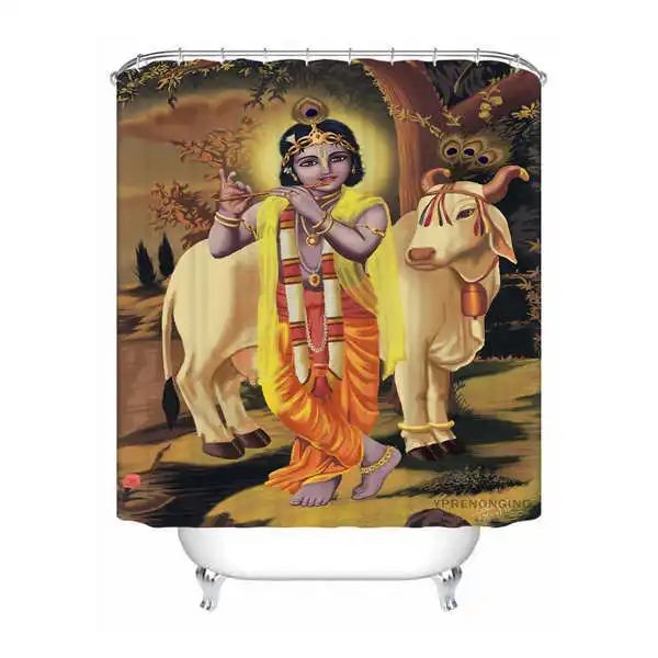 Shower Curtain Пользовательские водонепроницаемые занавески для душа индийские боги печатные ванная комната декор различных размеров#180324-01-13 - Цвет: Shower Curtain
