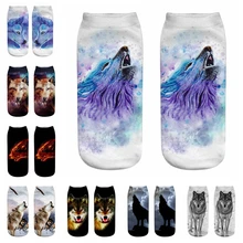 3D печать, женские носки, брендовый носок, модные носки унисекс, голова волка, Женский смешной носок с низкой лодыжкой, 1 пара