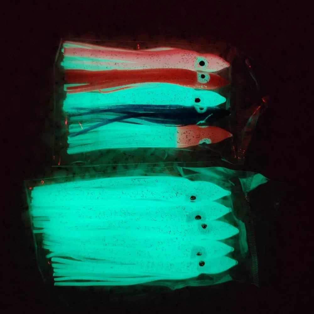 Lotto 15 Esche Morbide Gonne Gamberetti Calamari Polpo – Hoochy Style Per Pesca In Acqua Dolce E Salata