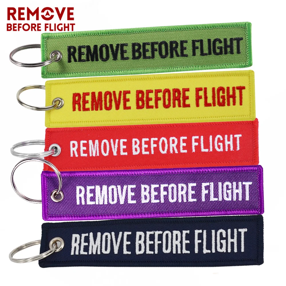 Custom embroidered remove before flight deals keychain