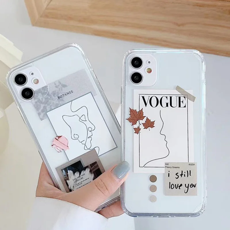Funda de teléfono con letras artísticas para iPhone, funda de silicona suave transparente para iPhone 12 Mini 11 Pro Max SE 2020 X XR XS Max 7 8 Plus