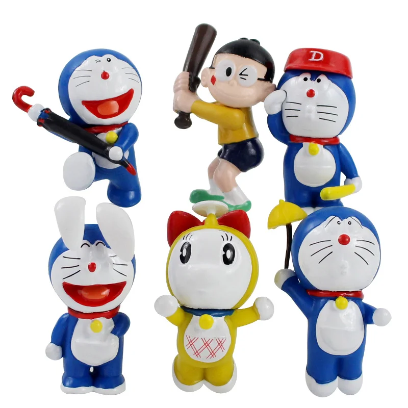 6 шт./компл. Doraemon игрушки бейсбольные стоячие Фигурки ПВХ 5-6 см аниме модель Декор Коллекция подарок