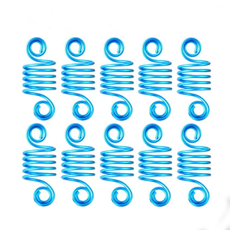 10pcs Blue 10 шт. регулируемые бусины дредлок кольцо для косичек бусины для волос кольцо для косички зажим милые аксессуары для волос - Цвет: 10pcs Blue