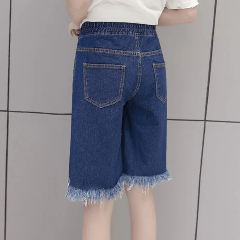 Womens Straight Jean Shorts Fashion Streetwear Loose High Waist Casual Vintage Washed Blue Plus Size Denim Shorts