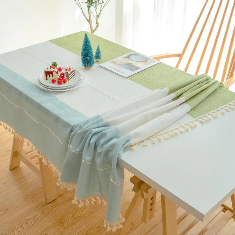 

Decorative Table Cloth with Tassels Rectangular Cotton Tablecloth Dining Table Cover Party Wedding Home Kitchen Decor Accessory