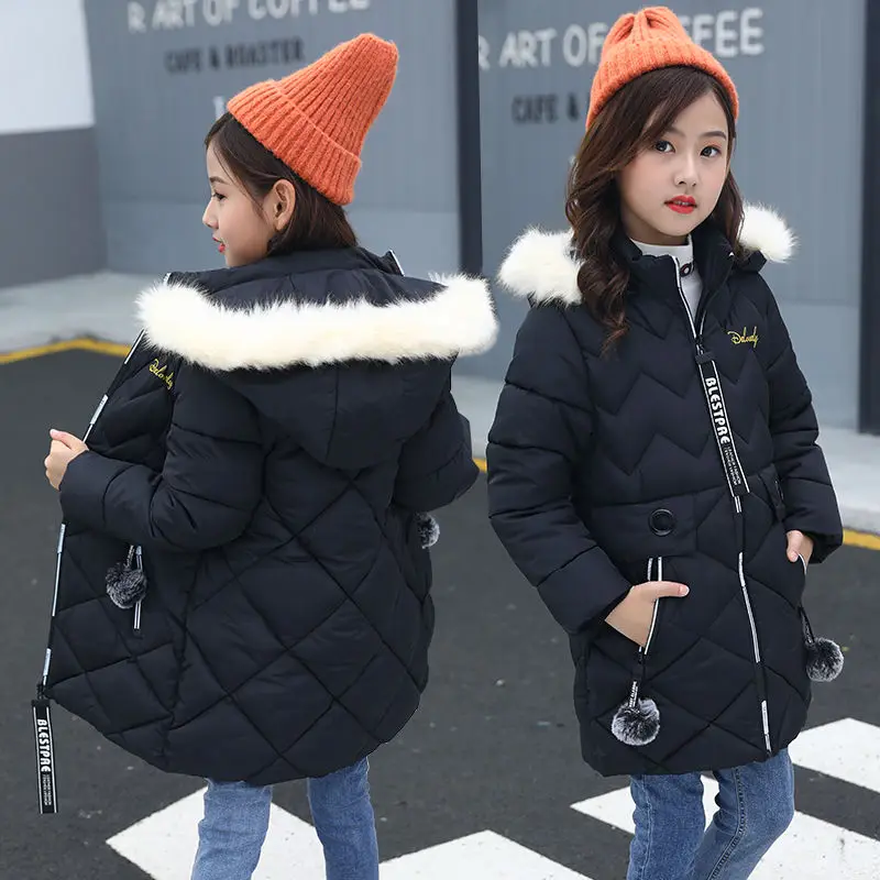 Girls Down Jackets Boys Outdoor Warm Clothing Boy Thick Coats Windproof Children's Winter Jackets Kids Cartoon Winter Outerwear - Цвет: cat black