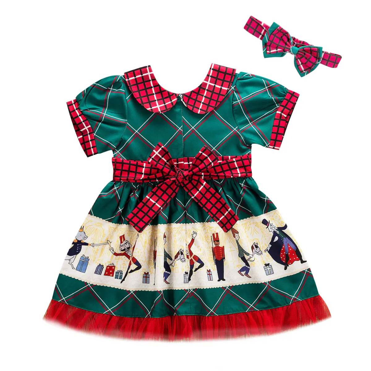 От 1 до 6 лет, рождественское красное платье для девочек, детские клетчатые платья-пачки с бантом и рисунком Санты для маленьких девочек, рождественские костюмы