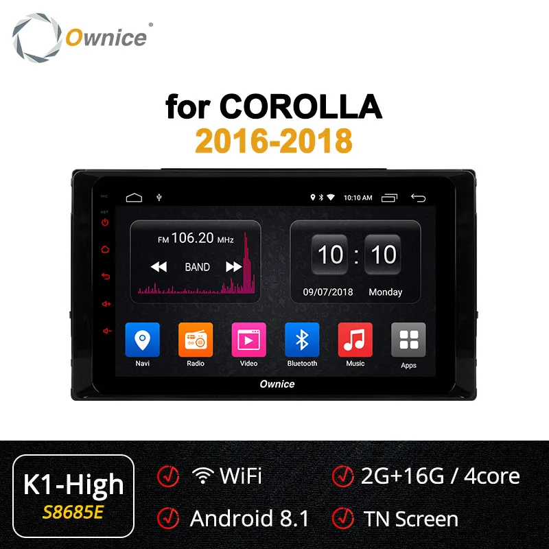 S8685 K1-High Ownice K1 K2 K3 K5 K6 Android 9,0 Восьмиядерный автомобильный DVD gps для Toyota COROLLA- радио Navi 2G ram 4G LTE DSP 360 Pano ram a - Цвет: S8685 K1-High