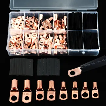 

60/240/260CPS Assortment Car Copper Ring Terminal Wire Crimp Connector Bare Cable Battery Terminals Soldered Connectors Kit