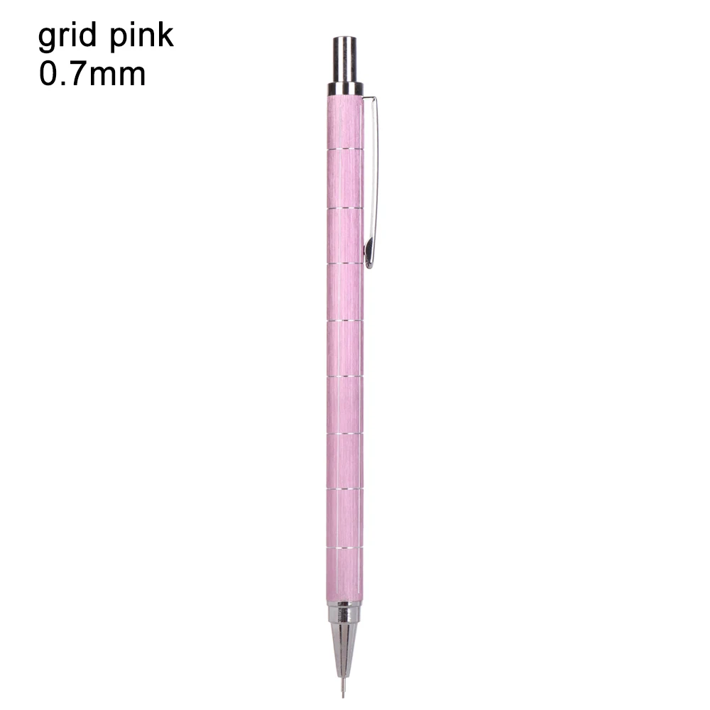 0.7mm grid pink 0,5/0,7 мм Железный механический металлический карандаш для студентов, инструмент для рисования, ручка, матовый гладкий металлический механический карандаш с сеткой - Цвет: 0.7mm grid pink