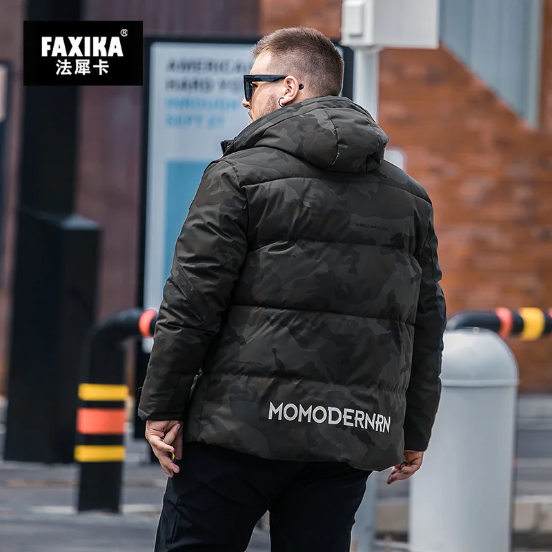 FAXIA, большие размеры, мужское зимнее пальто и камуфляжное удобрение, повышенное Хлопковое платье, более жир, чтобы согреться