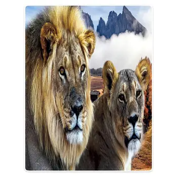 

Hommomh 60 x 80 inch blanket comfortable soft portable Plush sofa blanket fierce lion