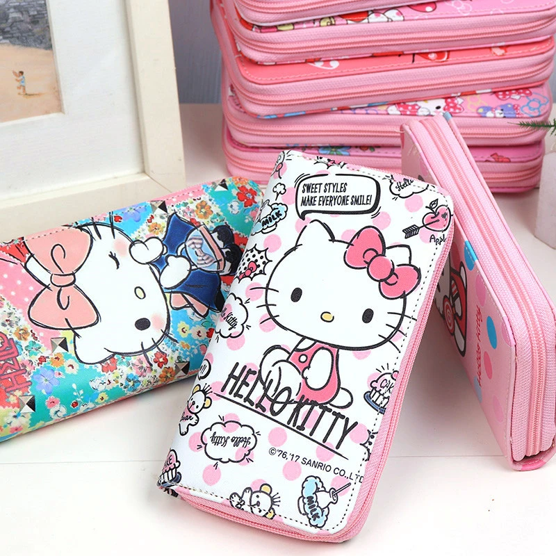 Cartera de Sanrio hello kitty dibujos animados para niños y niñas, bolsa de almacenamiento de monedero para estudiante, monedero, titular de la tarjeta de embrague|Bebé y Niños Bolsas| - AliExpress