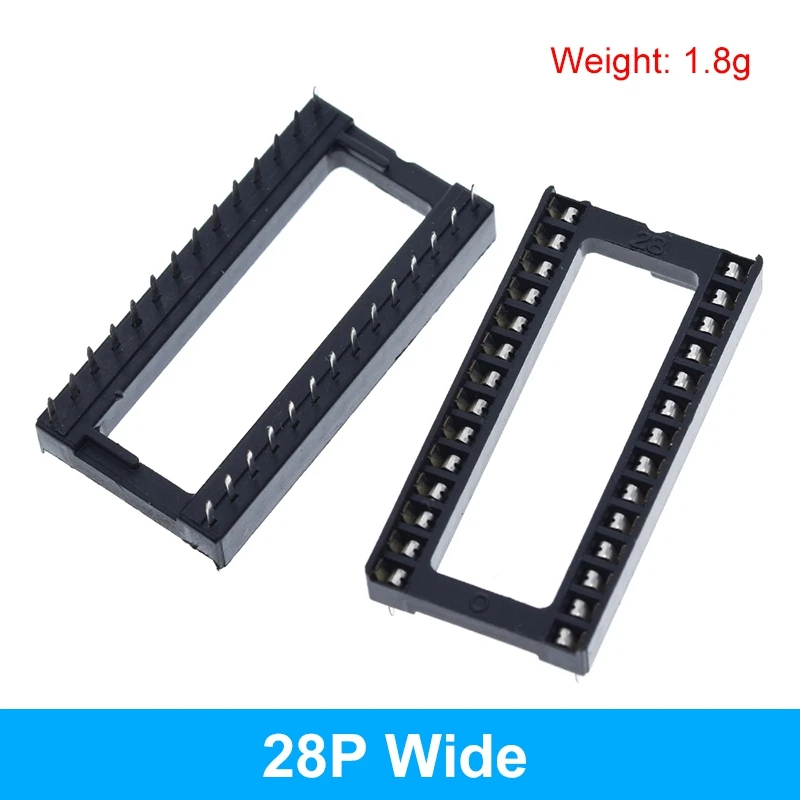 1pc IC seat 6P/8P/14P/16P/18P/20P/24P/28P DIP IC sockets Adaptor Solder Type 28 pin Narrow body DIP Sockets MCU seat 24PIN