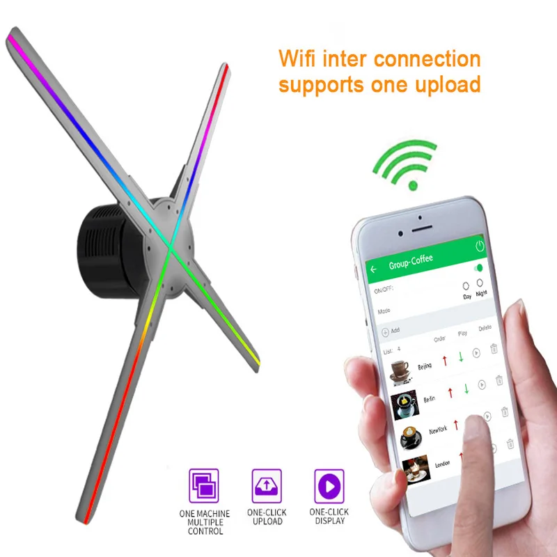 Заводская 3D Голограмма вентилятор с Wi Fi управлением рекламный дисплей проектор