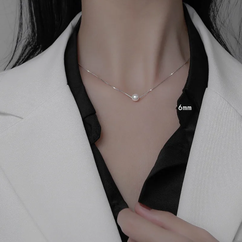 HI MAN 925 Sterling Silver Korean INS Pearl Pendant Necklace Women Elegant Anniversary Gift Jewelry